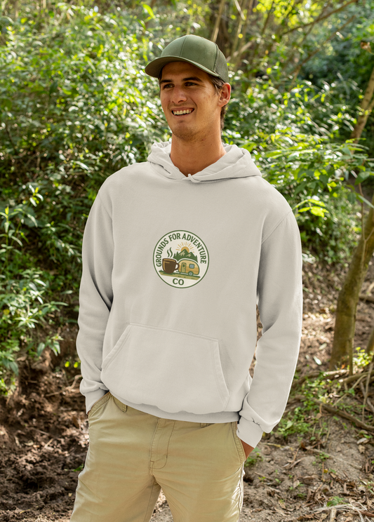 Camper Mountain Scene Hoodie