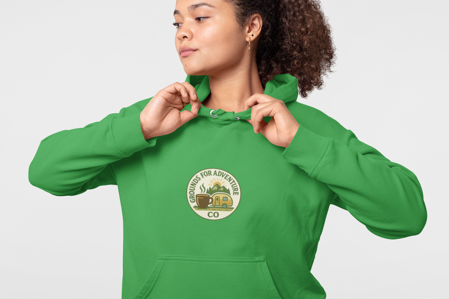 Camper Mountain Scene Hoodie